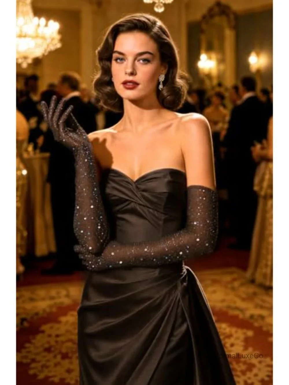 Metallic Mesh Long Opera Gloves for Wedding Party